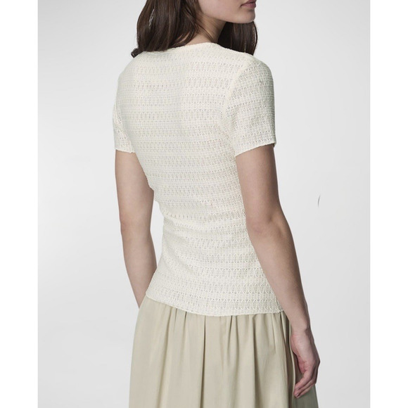 rag & bone Julia Scoop Neck Tee Women XS Ivory Sheer Pullover Stretch Minimalist - Picture 10 of 16